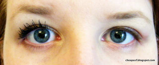 Jordana Best Lash Extreme Volumizing Mascara on the left; no mascara on the right. Jordana Best Lash Extreme Volumizing Mascara on the left; no mascara on the right.