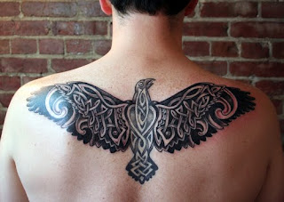 Tribal Raven Tattoo Design on Guys back