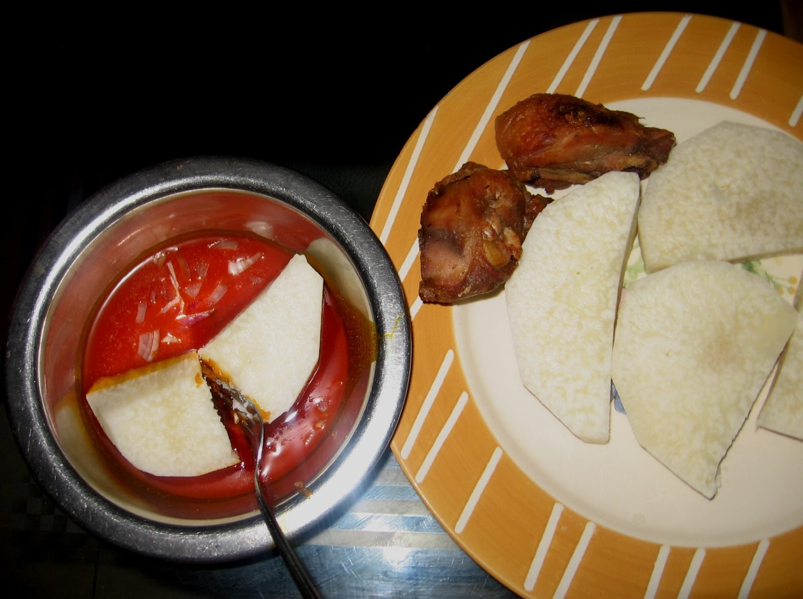 How To Enjoy Boiled Yam With Palm Oil And Raw Onion