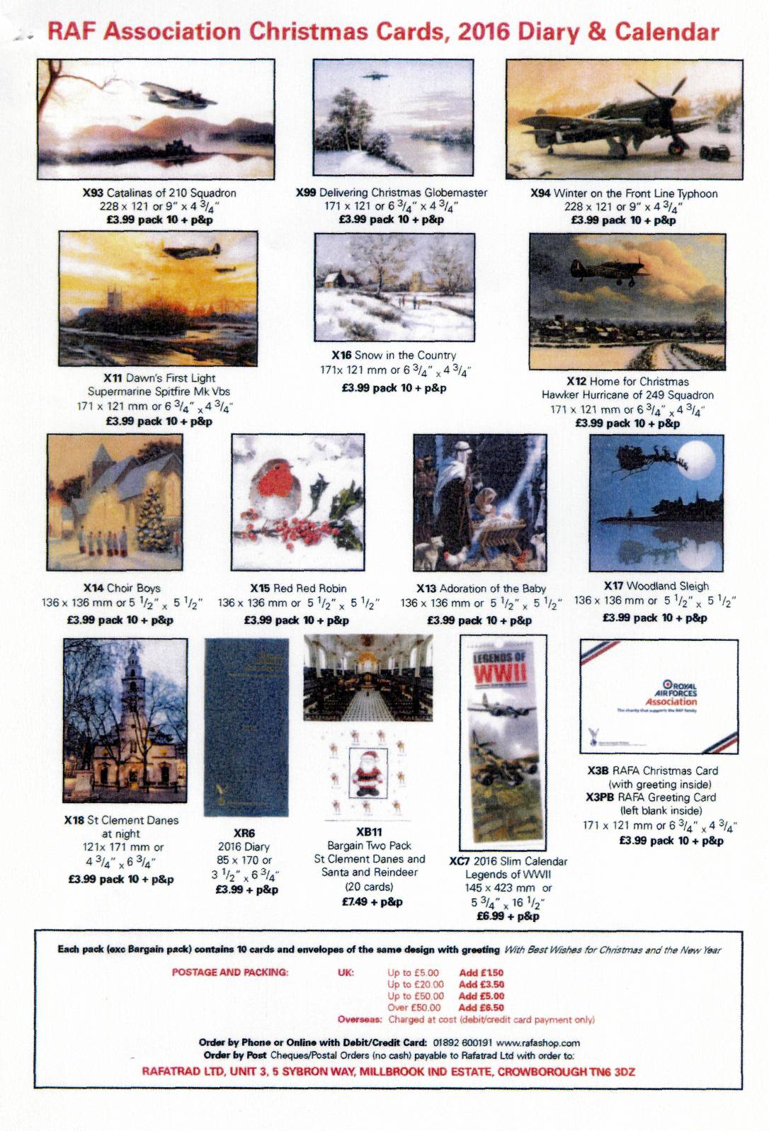 royal air forces association bedford branch rafa christmas cards