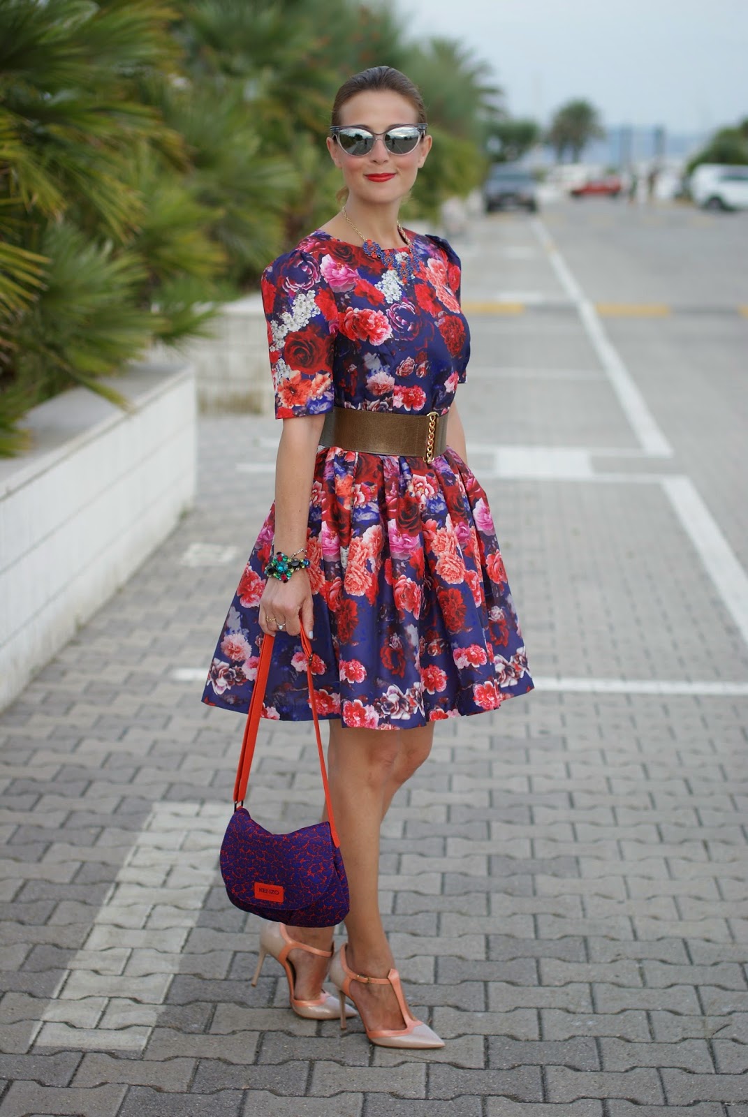 red and purple roses dress, sergio levantesi shoes, Fashion and Cookies, fashion blogger