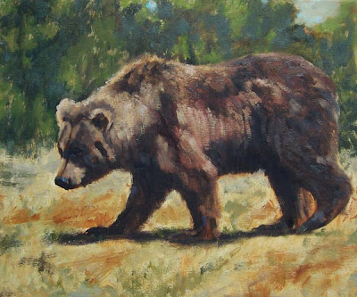 Susan Bell Fine Art: "Griz" Original Grizzly Bear Oil Painting by