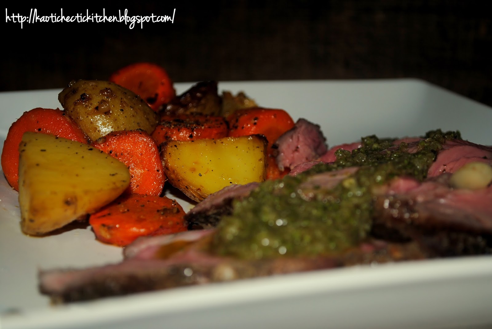 grilled butterflied leg of lamb with a hatch green chili chimichurri