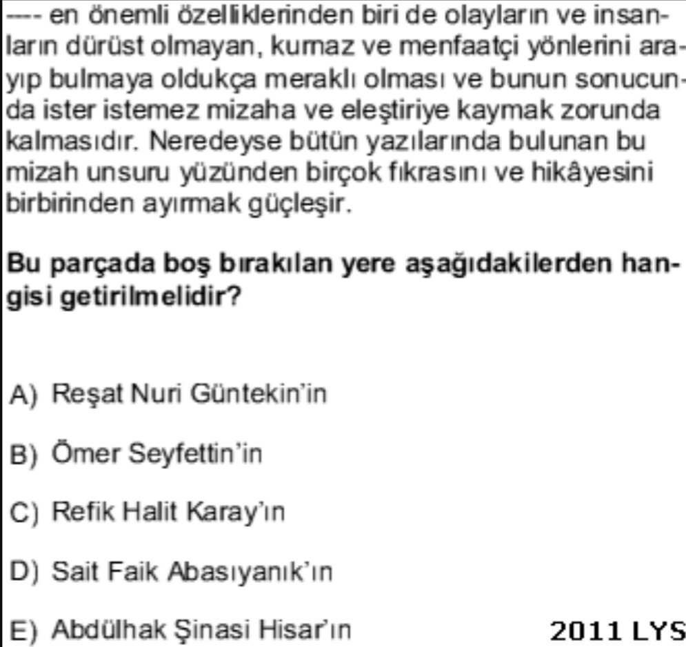 Esinin Blogu Edebiyat Lys Cikmis Sinav Sorulari