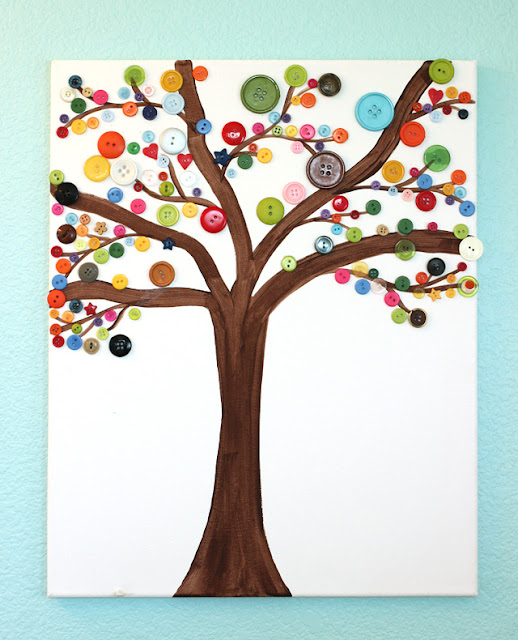 Button Tree Art - a great kids craft idea!! #diy #craft #crafts #kidcraft