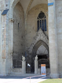 The entrance to the Cathedral of St. Michael Alba Iulia, Transylvania, Romania