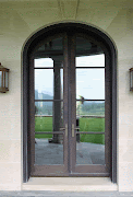 Custom Bronze Clad Wood French Doors, True Divided Light with Side Lights