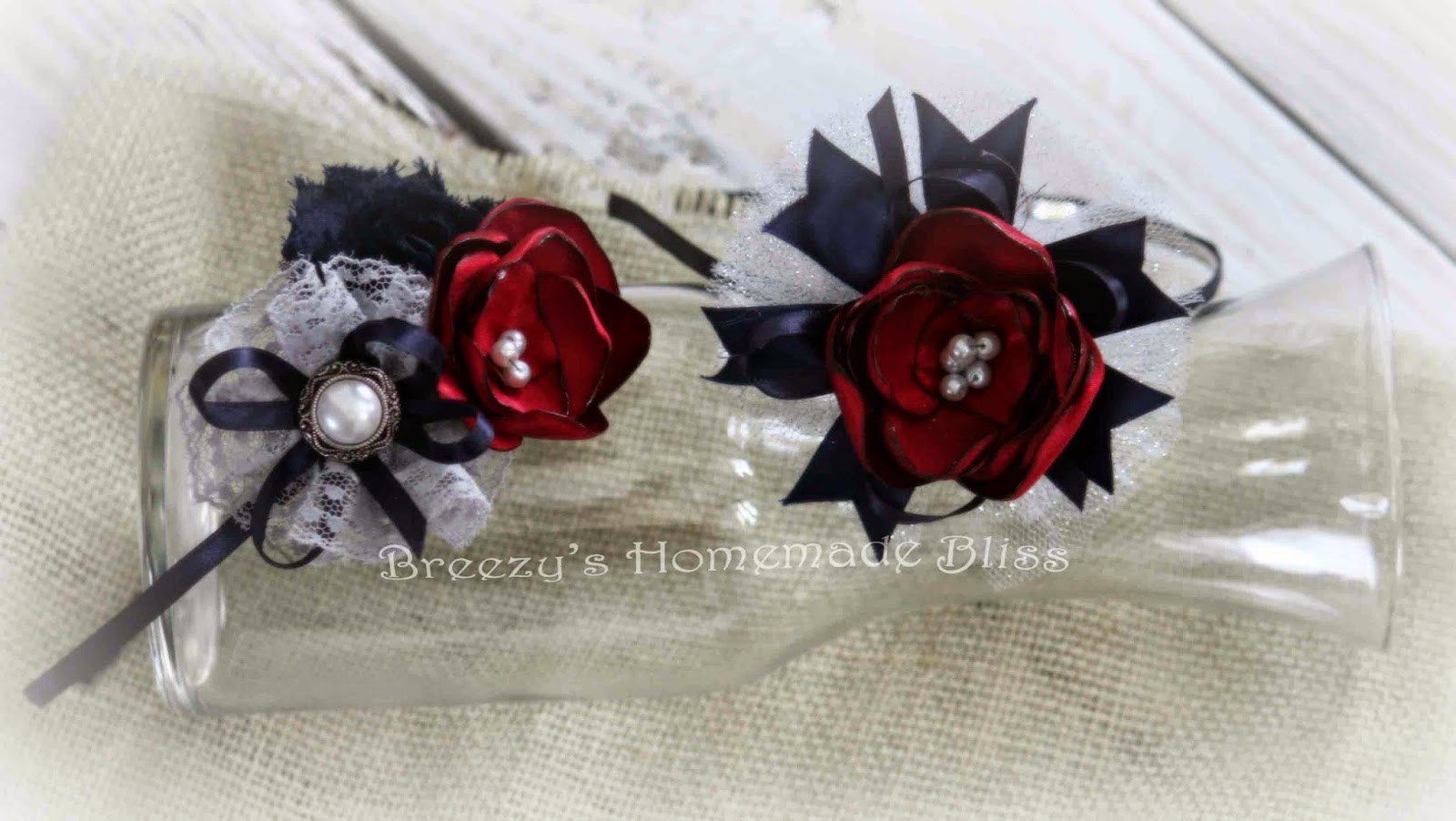 Breezy's Homemade Bliss Navy Blue, Grey and Burgundy Headbands