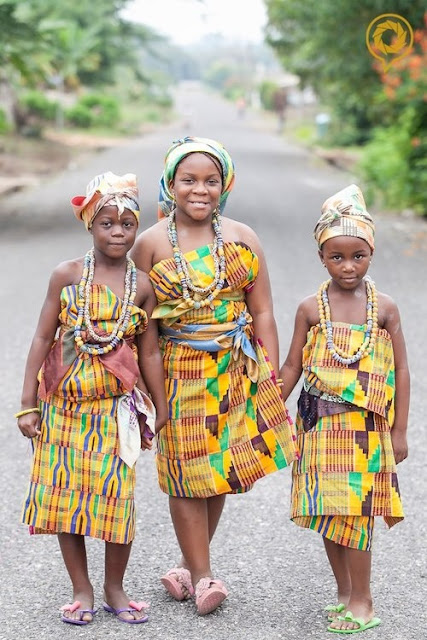 Dress in kente cloth style, concept of African Print and Colorful