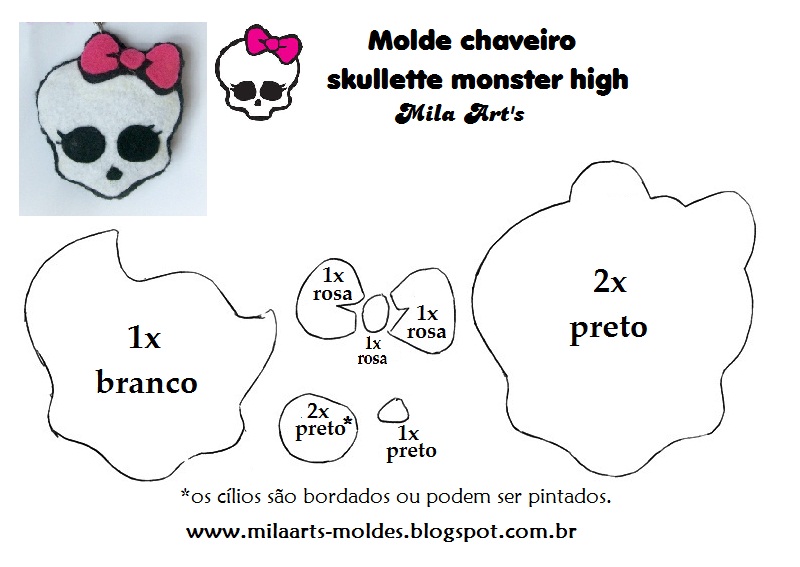 Mila Arts - moldes e PAP: Molde - Skullette Monster High em feltro Mila Arts - moldes e PAP: Molde - Skullette Monster High em feltro