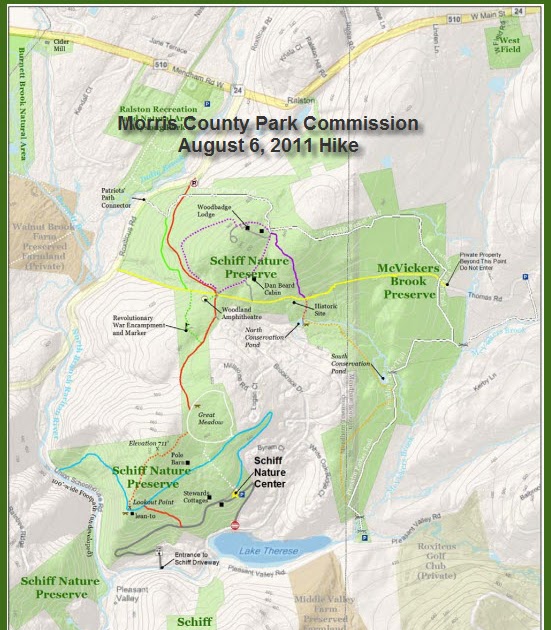 Hedden Park Trail Map The Smoke Rise And Kinnelon Blog: August 6: Next Mcpc Hike, Schiff Nature  Preserve In Mendham
