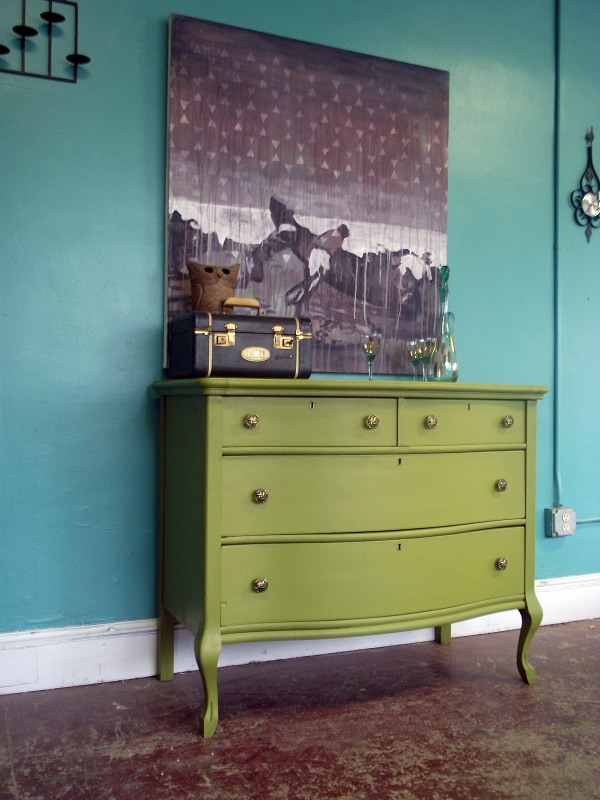 Vintage Ground Stunning Antique Green Dresser Entry Chest