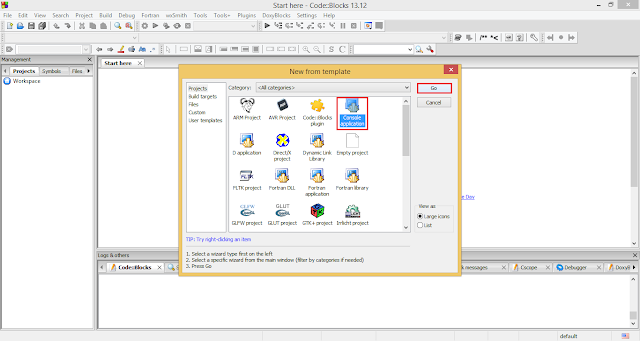 Creating a new project - Code::Blocks