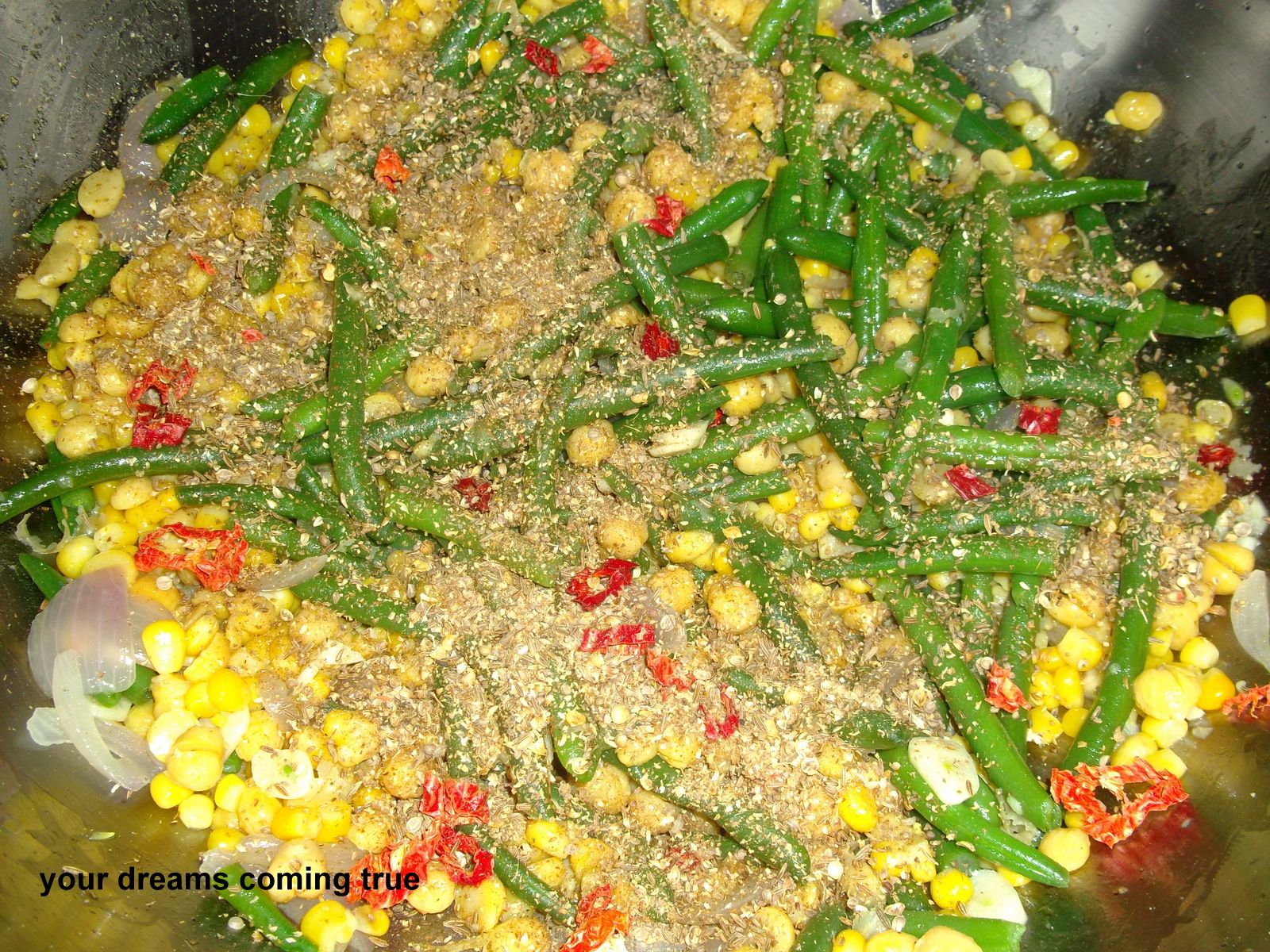 Chickpeas With Green Beans and Sweet Corn
