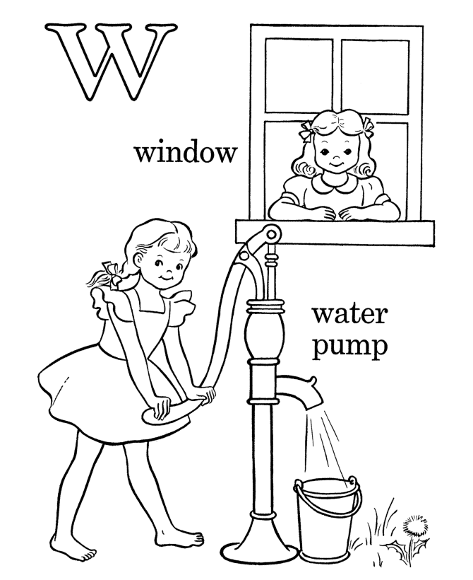 printable Alphabet Coloring Pages Window Water Pump printable Alphabet Coloring Pages Window Water Pump