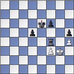 Partida de ajedrez Korchnoi vs. Kasparian (posición después de 68... Txf4!)