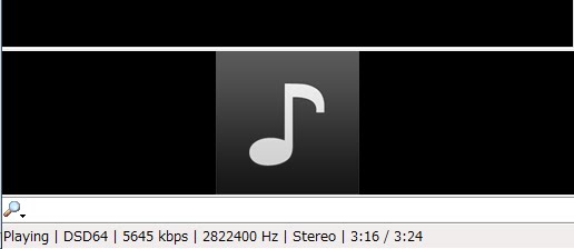 DS-DAC-10 + foobar2000で2.8MHzの再生状況。 DS-DAC-10 + foobar2000で2.8MHzの再生状況。