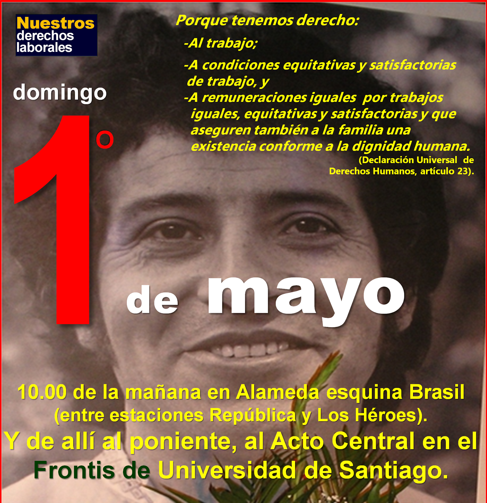 Invitación. Domingo 1° de Mayo de 2016. Alameda, frontis Universidad de Santiago.