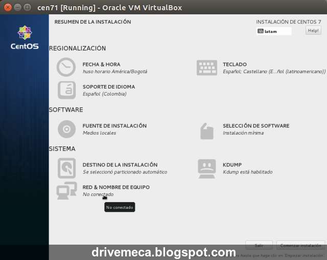 DriveMeca instalando Linux Centos 7.1 paso a paso