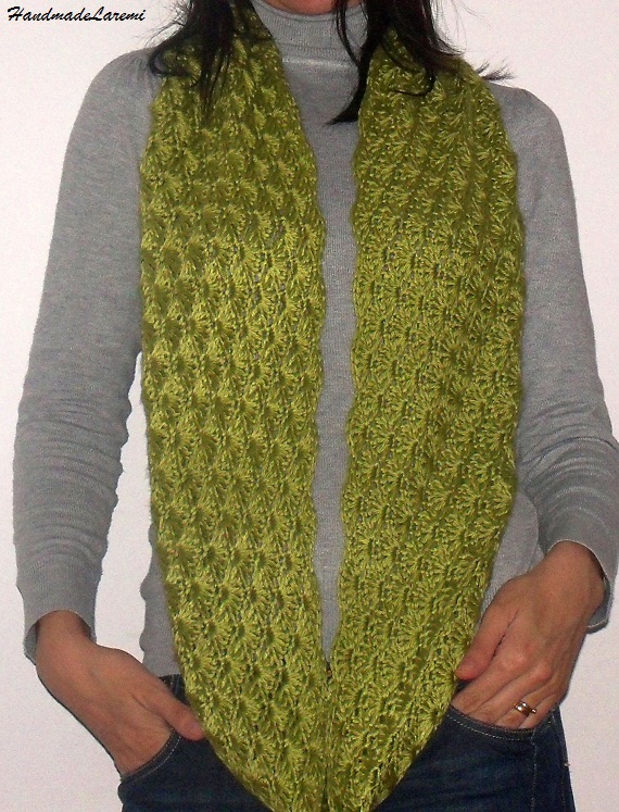 ... Cowl Neck/ Cowl Scarf/ Shawl/ Crochet Scarf/ Infinite Cowl/ Green Cowl