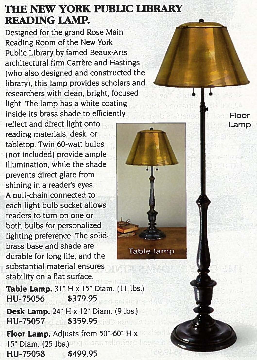 new york library lamps
