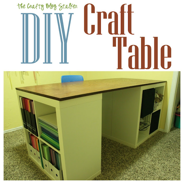 Craft table out of Ikea Expedit shelves