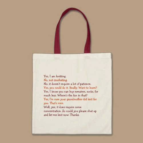 Knitting Conversation | Funny Womens Tote