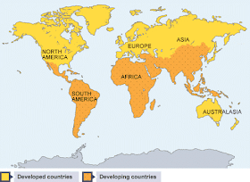 peta dunia negara maju dan berkembang