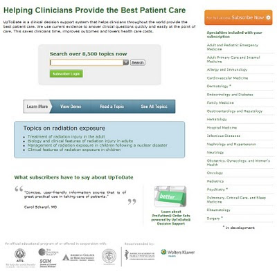 UpToDate home page