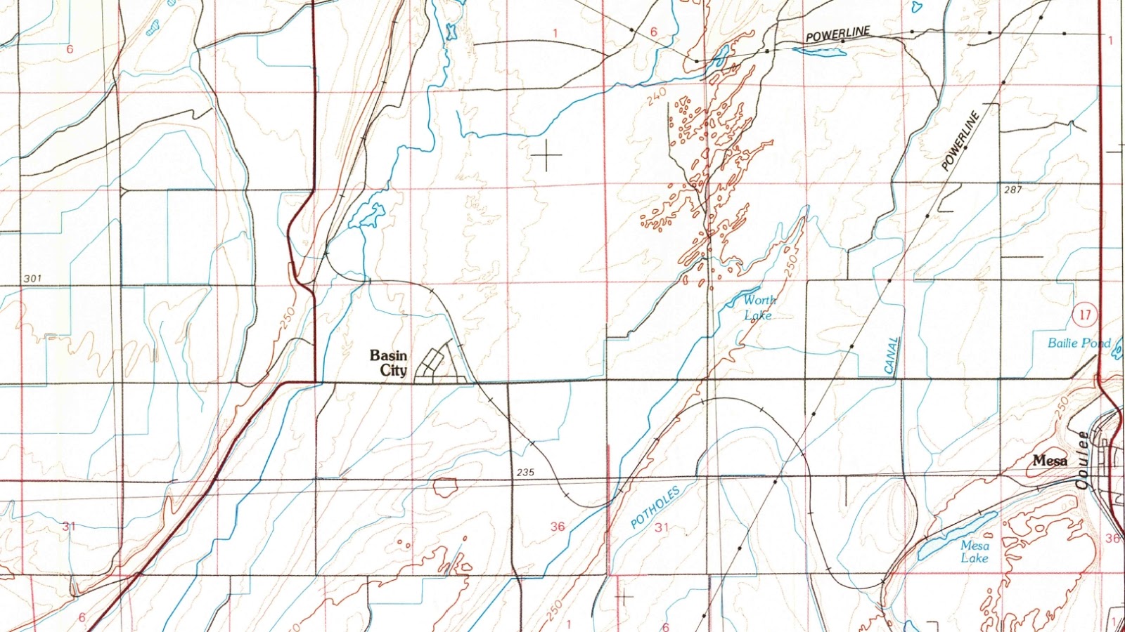 Big Bend Railroad History 1979 Basin City Topo Map