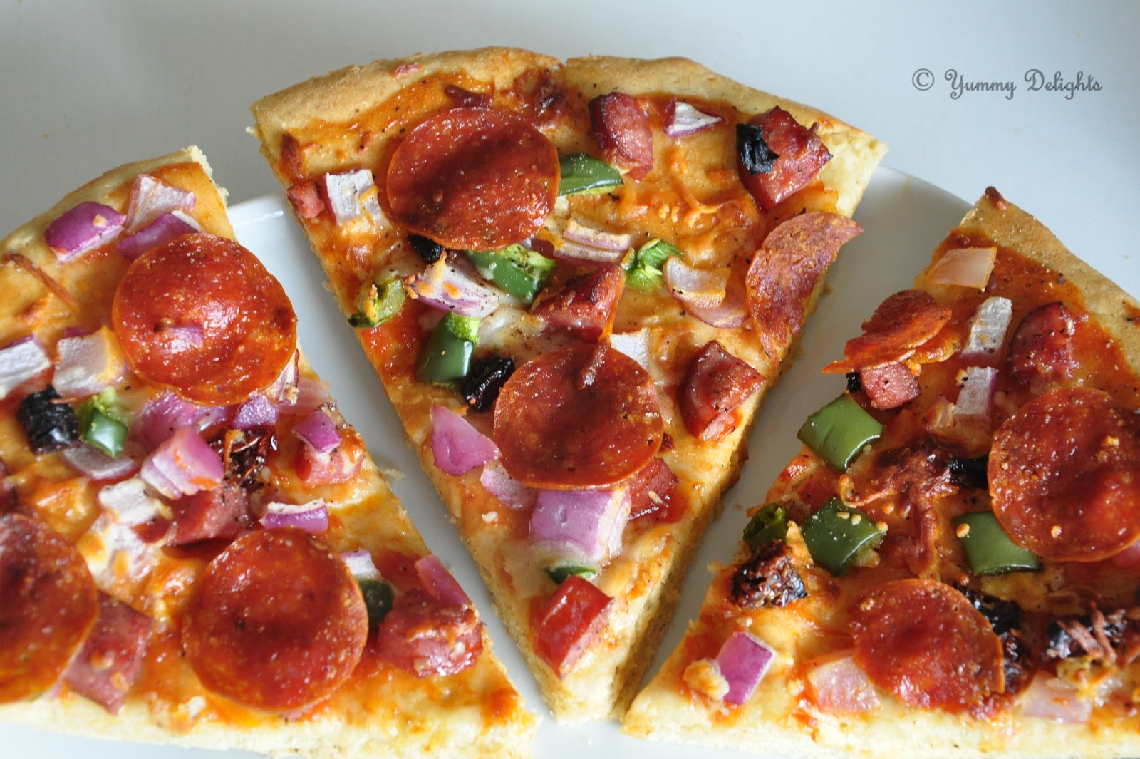 ♥ Yummy Delights ! Pepperoni and Sausage Pizza