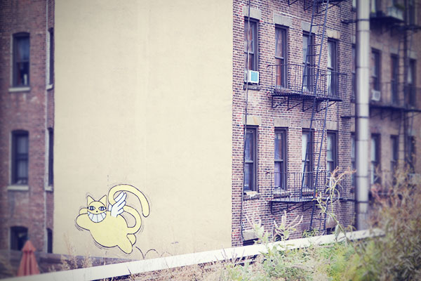 New York Streetart Katze High Line Oktober 2013