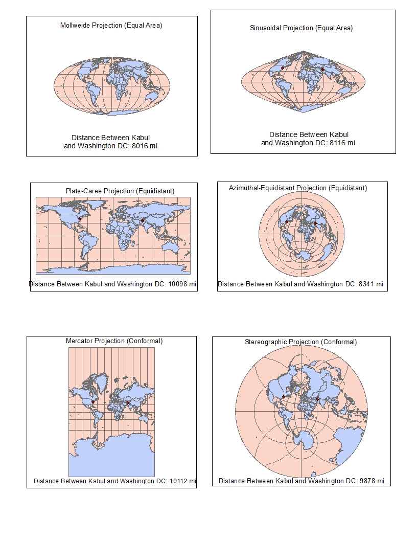 this week i created six different map projections of the earth using esri s arcgis the purpose of this exercise was to explore how different map this week i created six different map projections of the earth using esri s arcgis the purpose of this exercise was to explore how different map