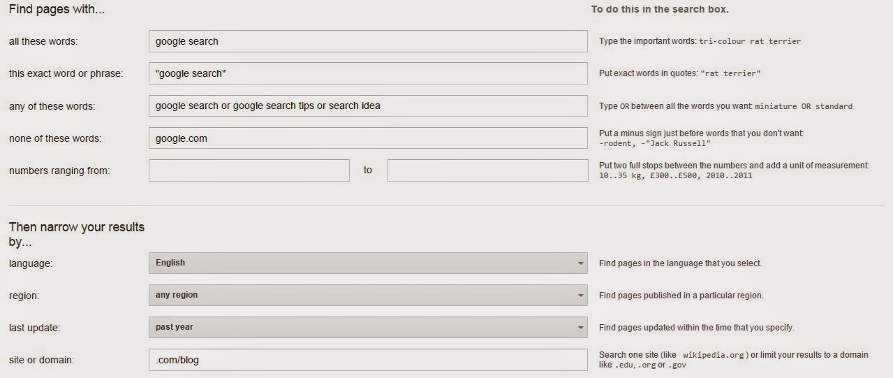 Advanced Search Google Advanced Search