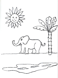 Desenhos Para Pintar O Elefante Proximo ao lago
