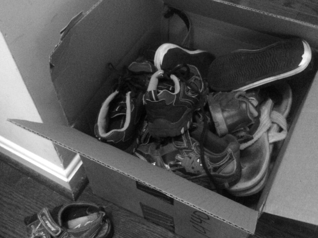 These are some of the shoes I decluttered- I also had another bag or two. Yikes. Some of the decluttered shoes.