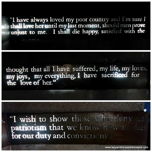 words by rizal at fort Santiago