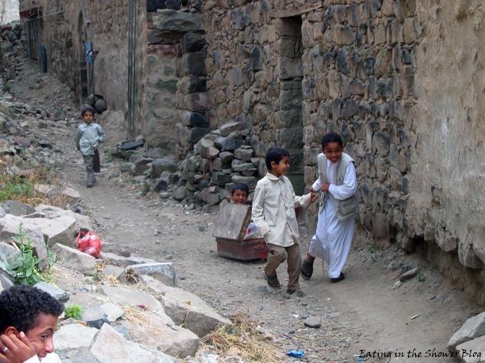 Eating in the Shower Our House in Yemen