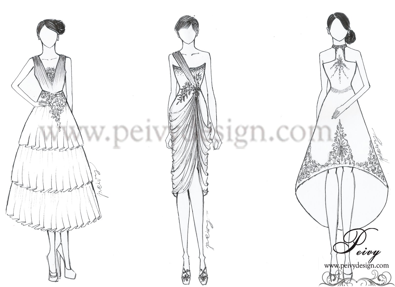 Peivy For Your Special Moments Sketch Gaun Berpotongan Midi By