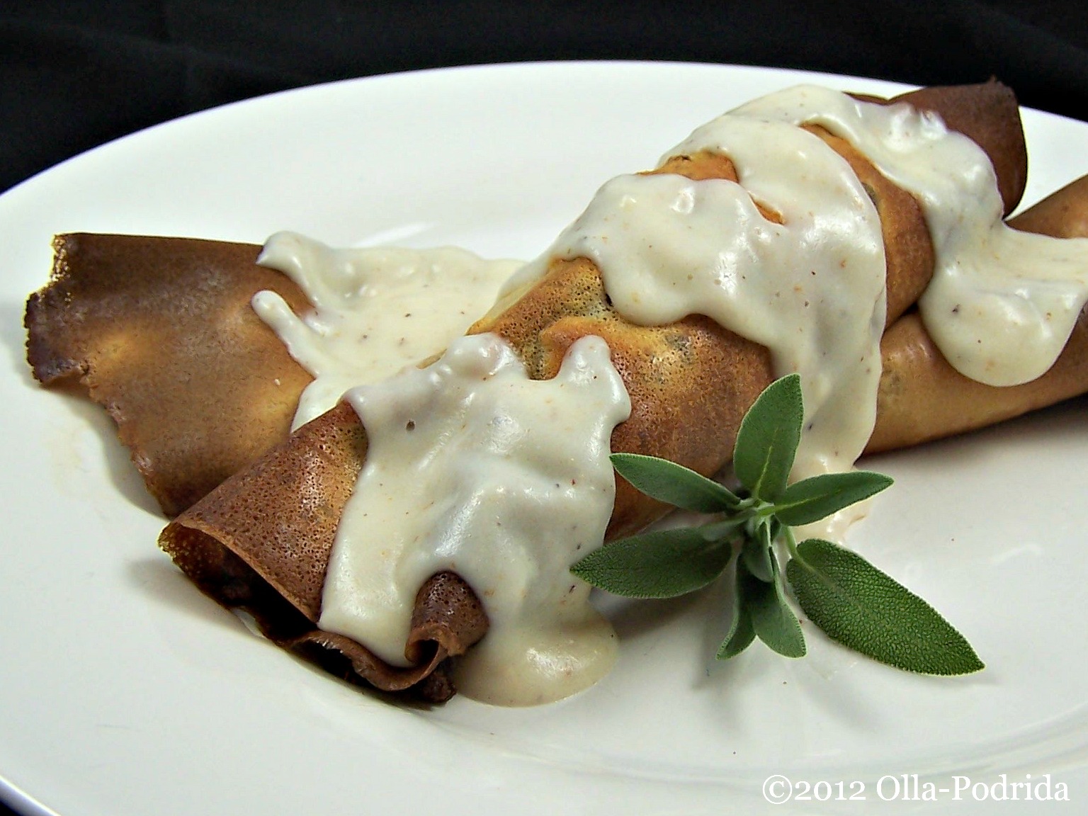 OllaPodrida Ham Crepes with SageInfused Béchamel