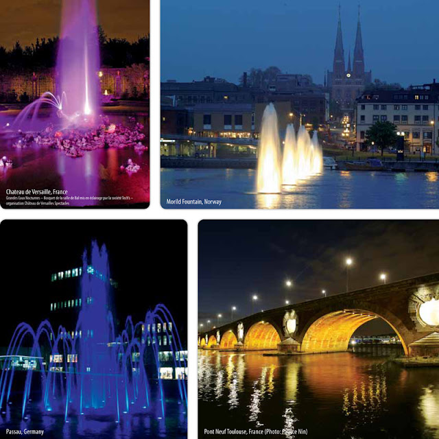 Desain, Peralatan dan Pemasangan Air Mancur: Lampu LED Kolam Air Mancur