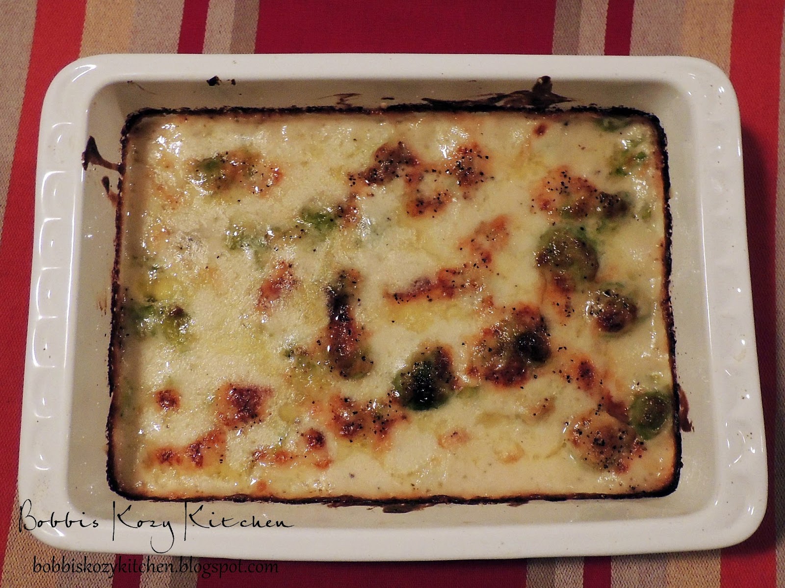 Brussels Sprouts Gratin for SRC Bobbi's Kozy Kitchen