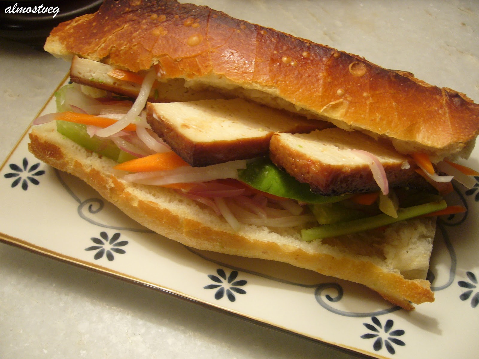 Vegetarian Banh Mi with Tofu (Vietnamese sandwich)