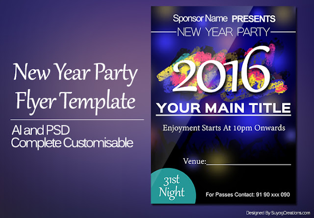New Year 2016 Party Invitation Flyer Template PSD New Year 2016 Party Invitation Flyer Template PSD