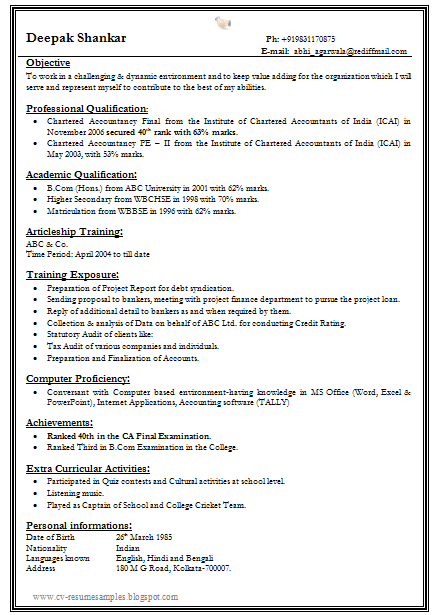 resume in one page