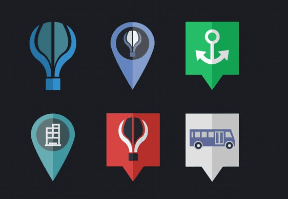 Map Flat Icons PSD Map Flat Icons PSD