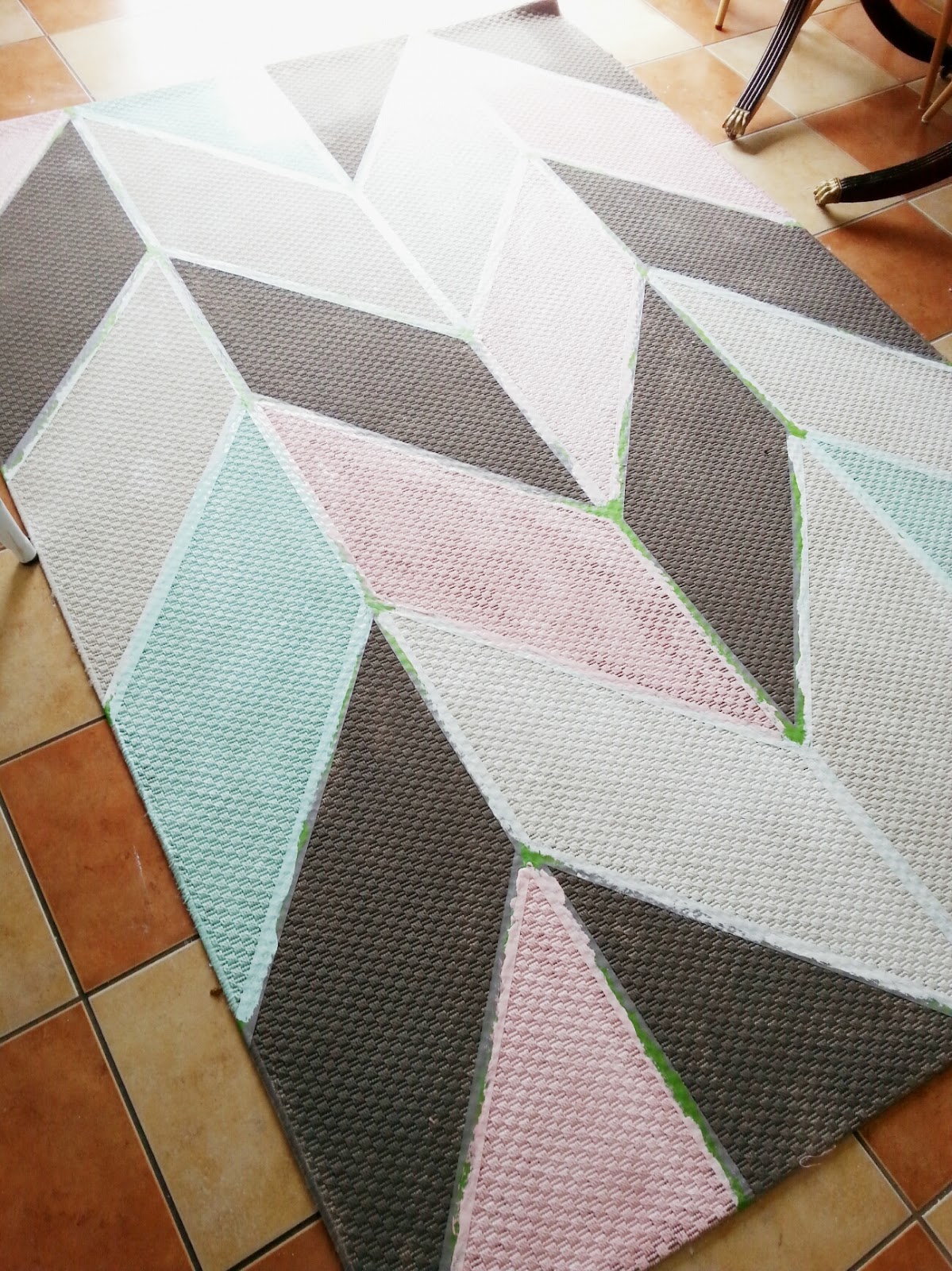 painted herringbone rug Make Do and DIY