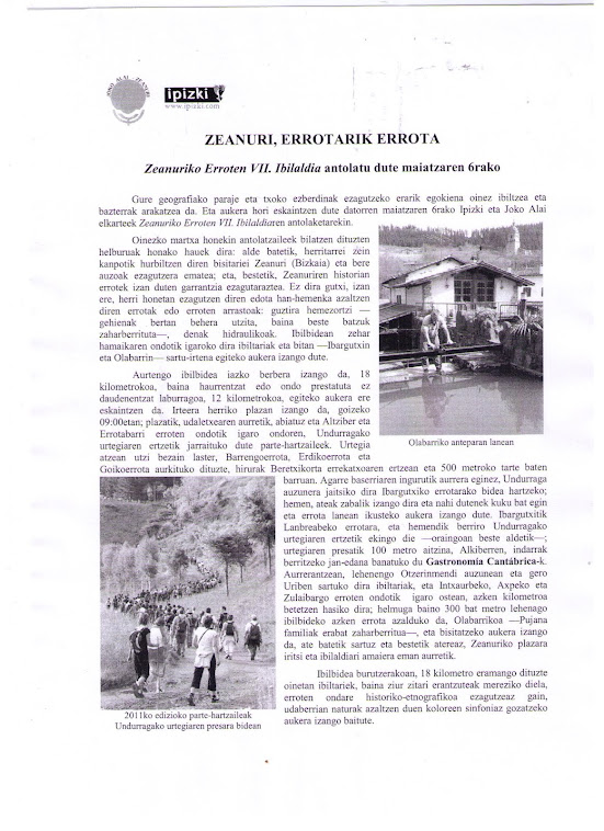 El 6 de mayo se desarrollará la VII Marcha de los Molinos de Zeanuri