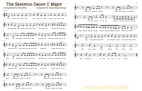 Descargar partitura de The Skeleton Dance para flauta dulce