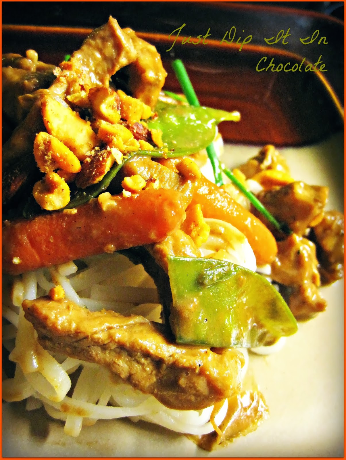 Just Dip It In Chocolate Combination Stir Fry with BBQ Peanut Sauce Recipe